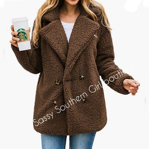 ⭐🆕Brown teddy faux fur coat jacket - Picture 3 of 9